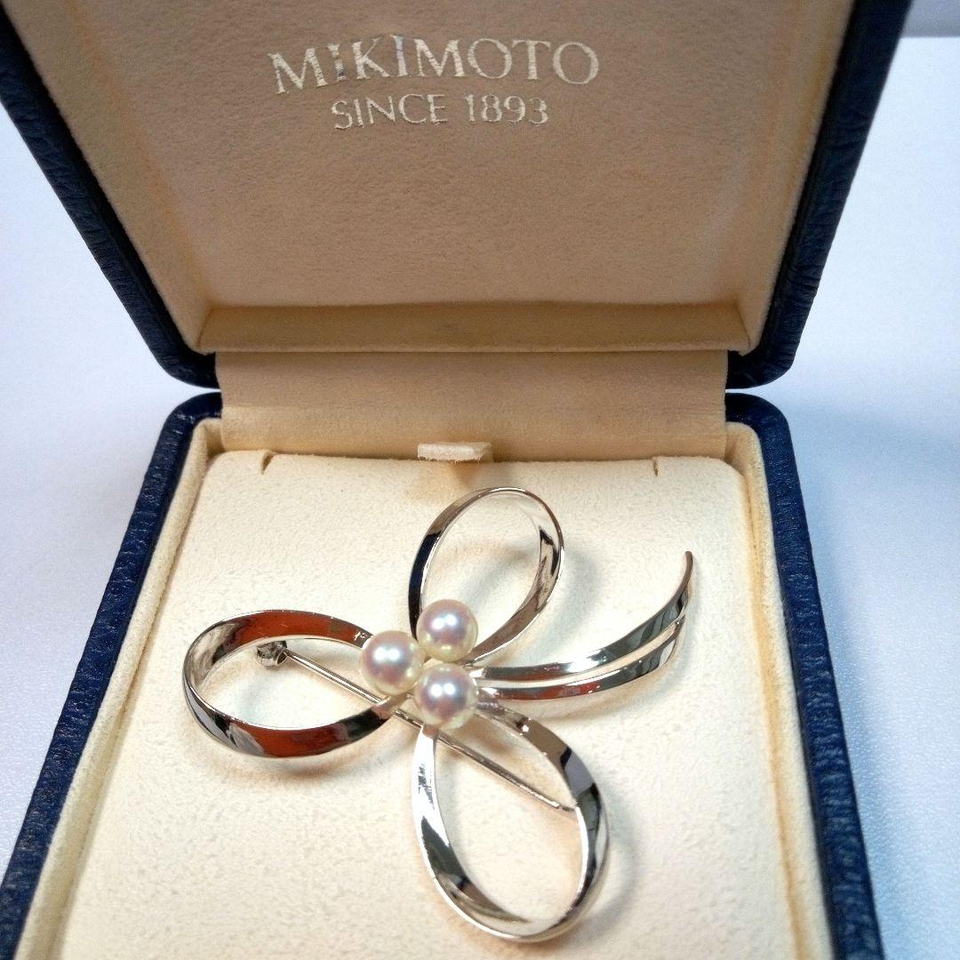 MIKIMOTO リボンモチーフ ヴィンテージ ブローチ