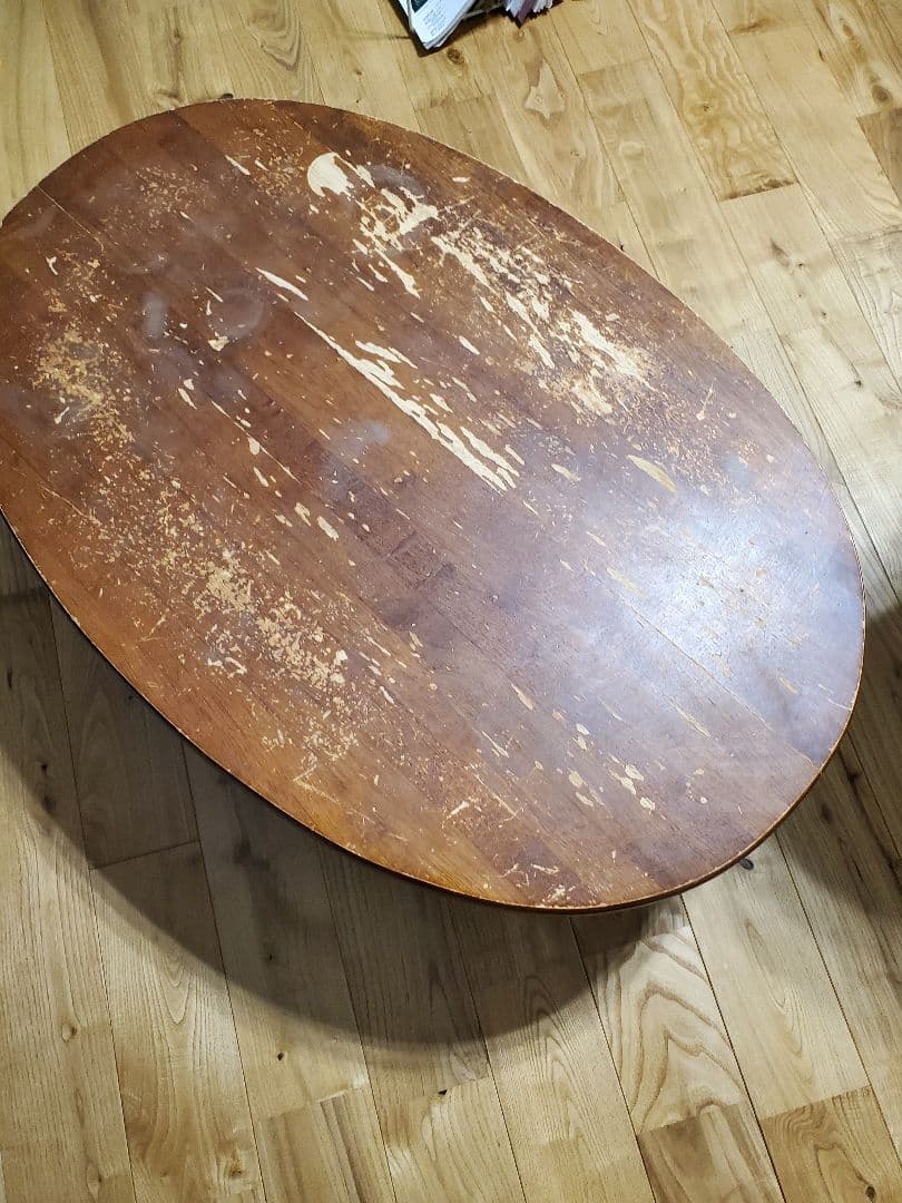 アンティーク 楕円形座卓 木製　ちゃぶ台　昭和レトロ