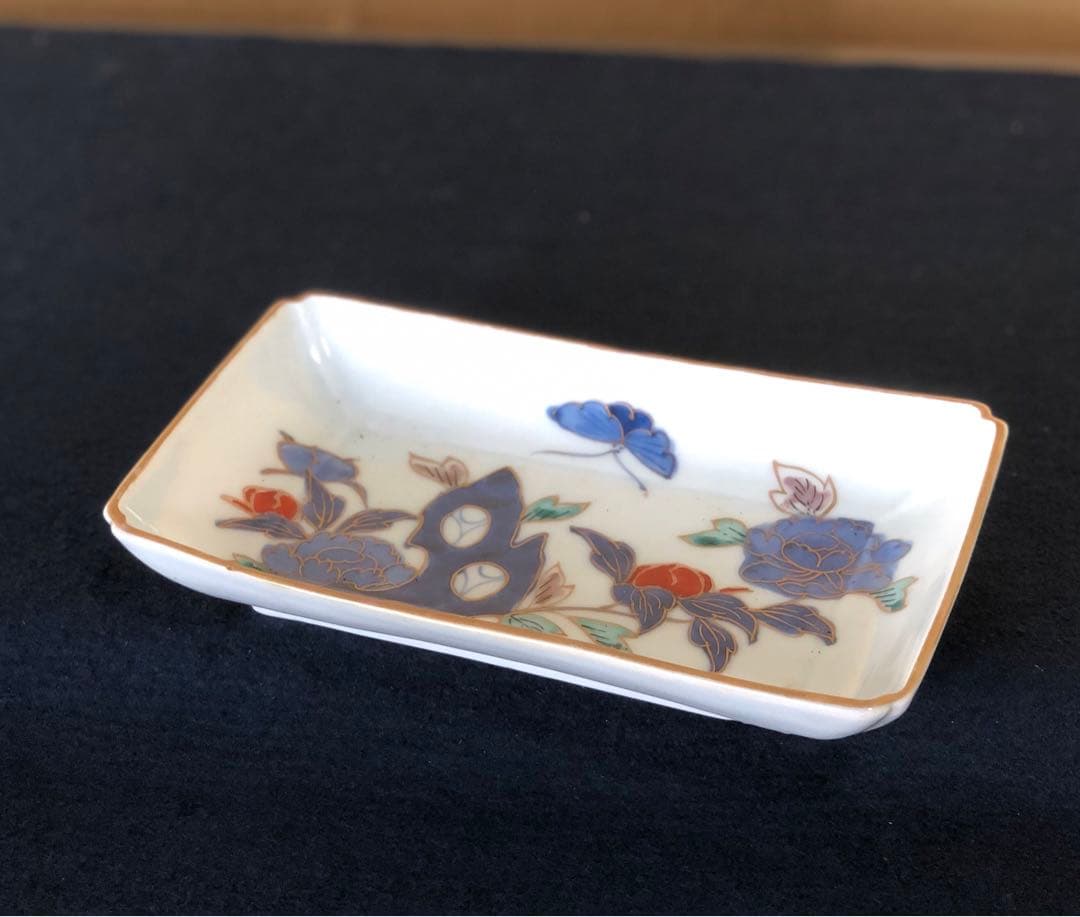 《R》伊万里 金彩色絵 長皿5客 角皿 懐石　251007あ7