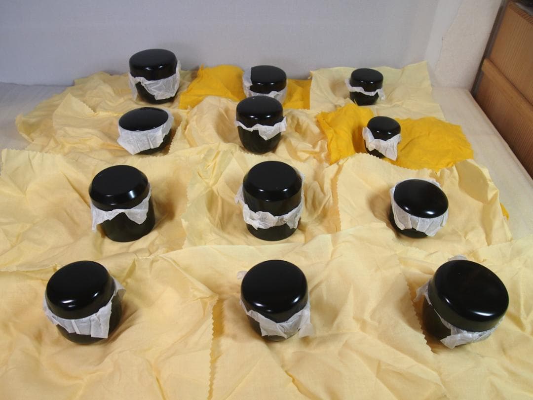 【美品】仙叟好 十二茶器 塗師:坂田峰俊 真塗 棗/薄茶器/茶入 裏千家 茶道具