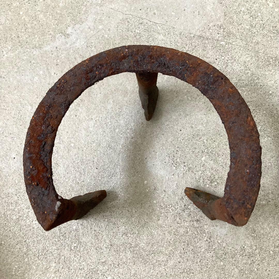 茶道具 唐銅風炉 面取風炉 面取中磨都色 五徳 底瓦