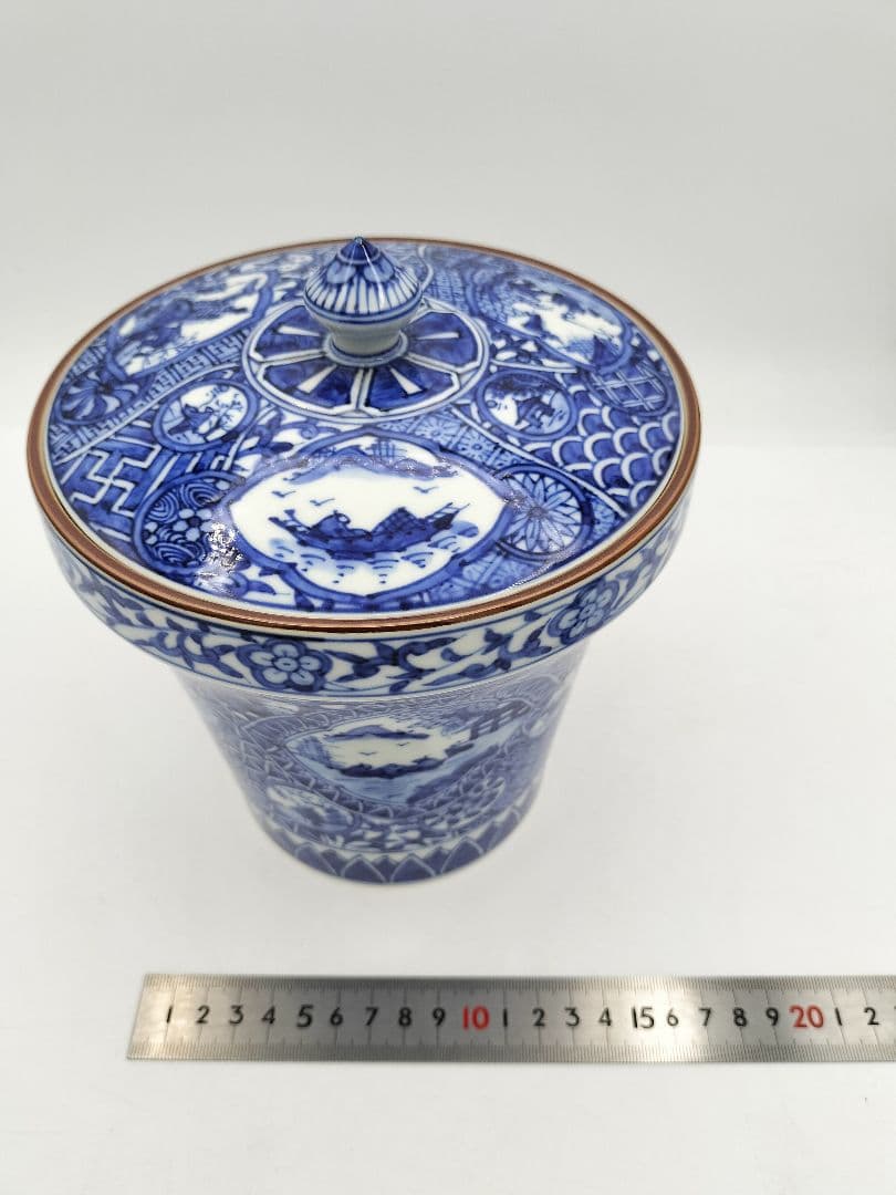 b423【新品・未使用】水指 祥瑞末広 高野昭阿弥 木箱 茶道具