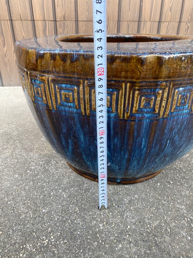 八角形　火鉢　金魚鉢　メダカ鉢　水鉢　　金魚鉢　睡蓮鉢　骨董　青茶