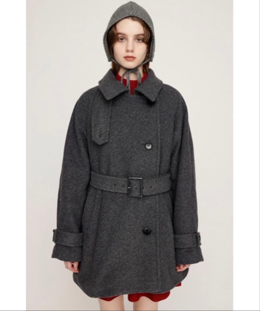 〘SLY〙STAND NECK BELTED S/COAT 【グレー】