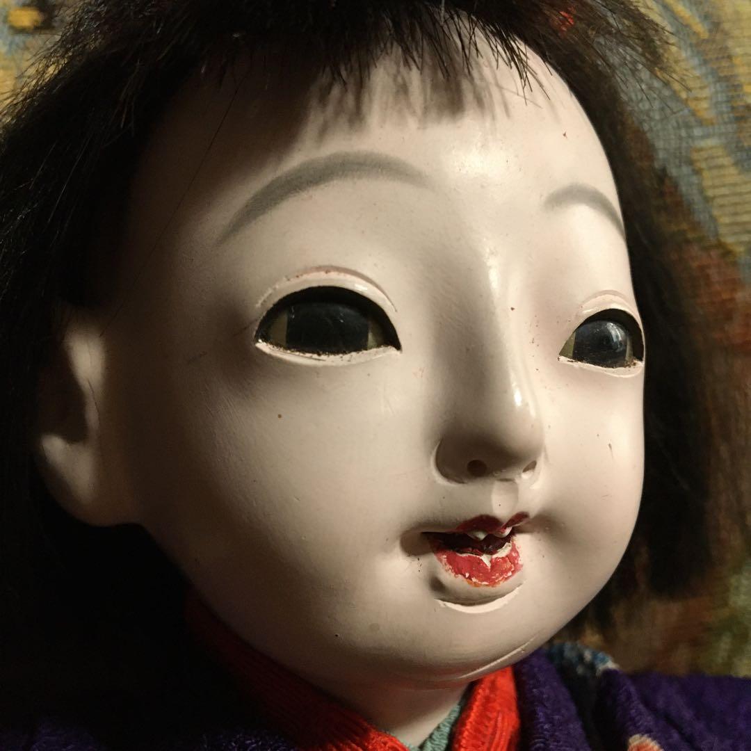 市松人形　小さい　6号　大正時代　女の子　江戸縮緬着物