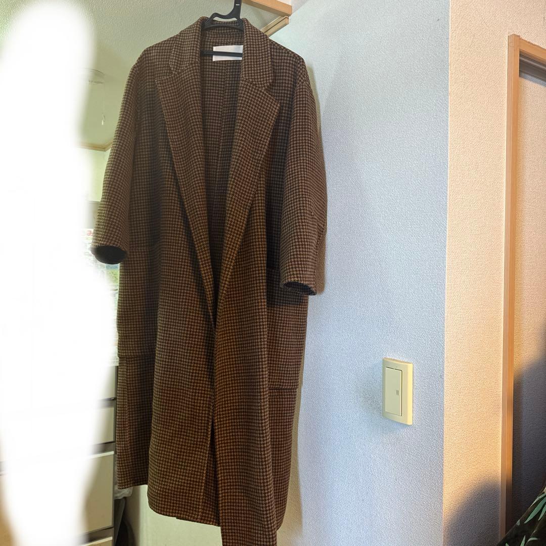 todayfulチェックウールコート