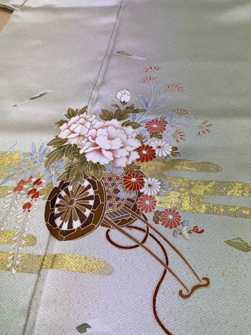 梅乃【148】正絹　訪問着　フルセット　七五三　お宮参り　結婚式　控えめ　淡い緑