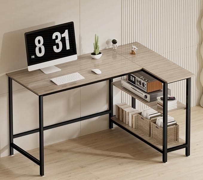 【美品】L字デスク 110cm PC・デスクワーク、ゲーミング　収納棚付き