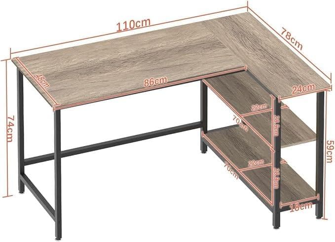 【美品】L字デスク 110cm PC・デスクワーク、ゲーミング　収納棚付き