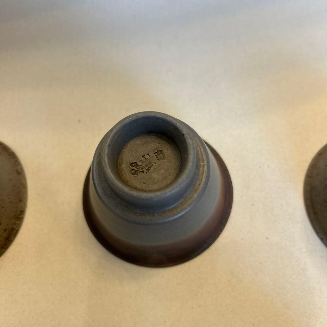 『値引き』備前焼　藤田龍峰　煎茶器　煎茶碗5客　青備前