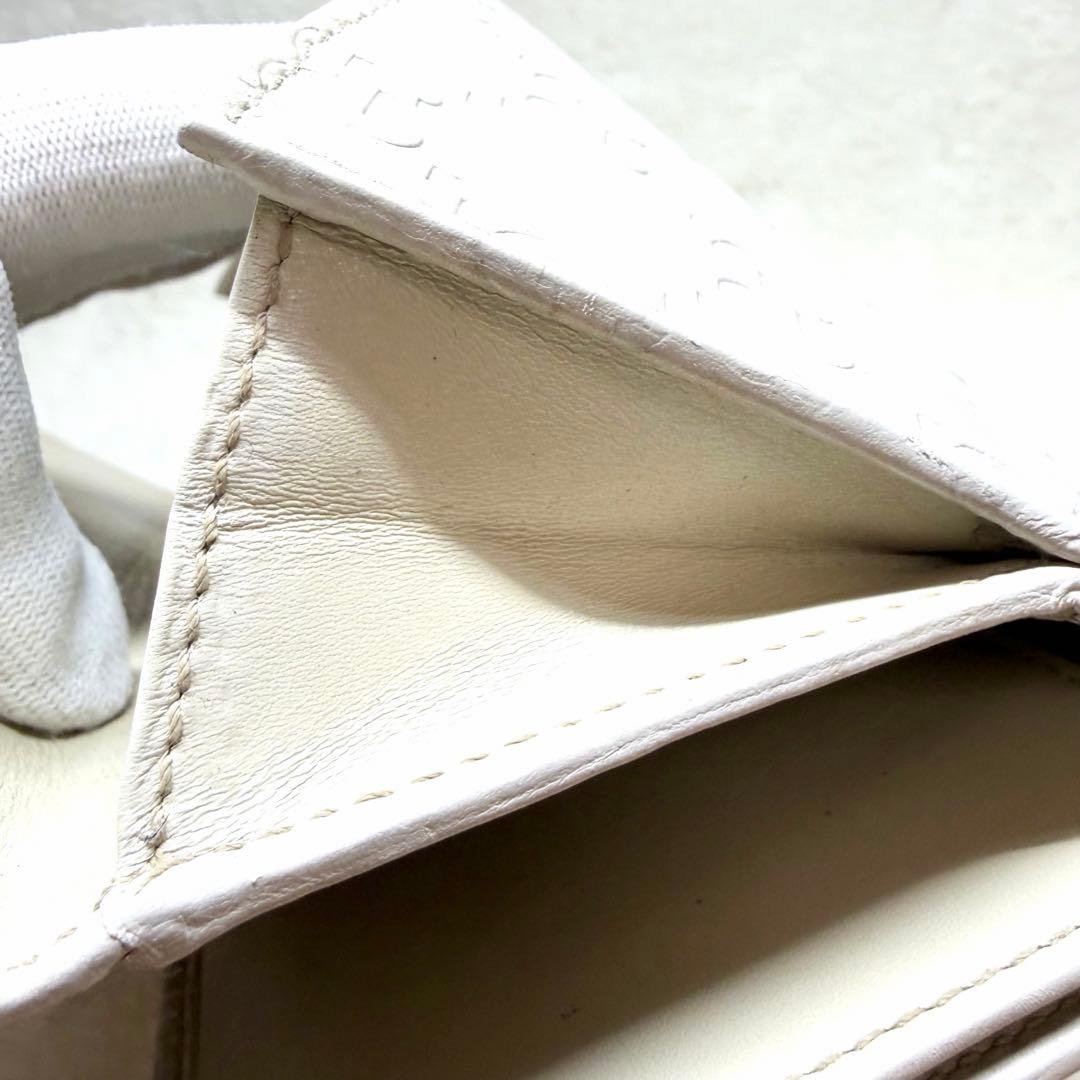 GUCCI グッチ　ホワイト 三つ折り財布　長財布　レザー　Wホック