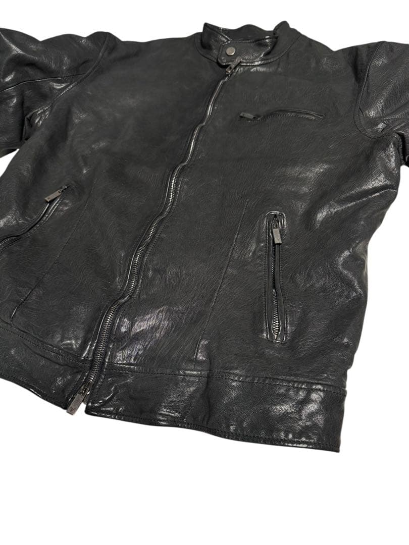 イタリア製 エンポリオ アルマーニ タンニン鞣し レザージャケット ブラック50