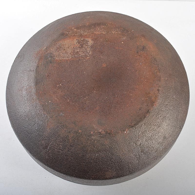 茶道具　人間国宝　釜師　高橋敬典作　平丸筋入釜　鉄釜　共箱　M　R5291B