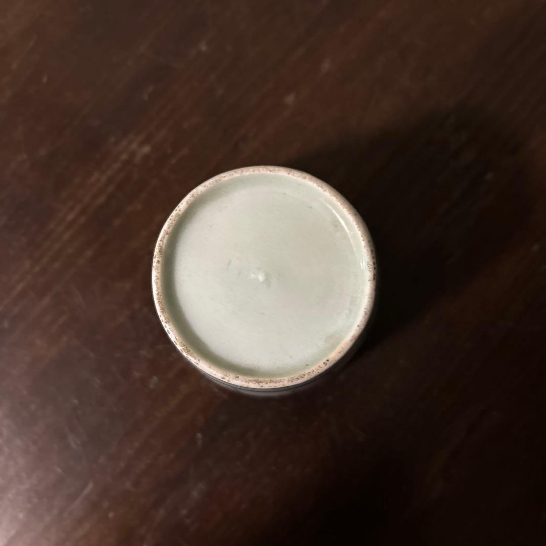 古伊万里染付　格子縞　蔓草文　蕎麦猪口　江戸初期.前期　盃　アンティーク　李朝