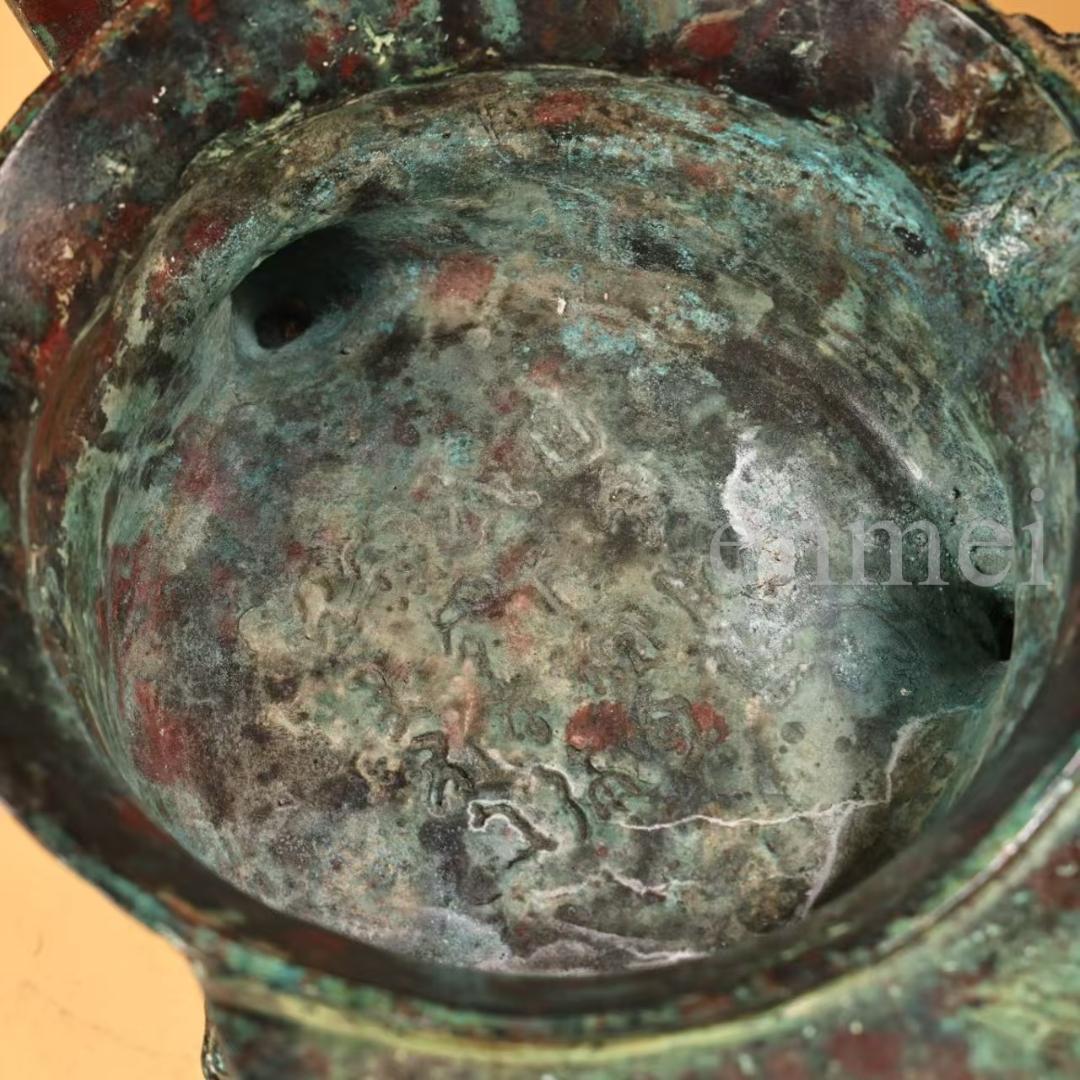 中国古美術・珍品旧藏・青銅器 龍頭杯 獣脚 中型 酒具・純銅製・置物・風水開運