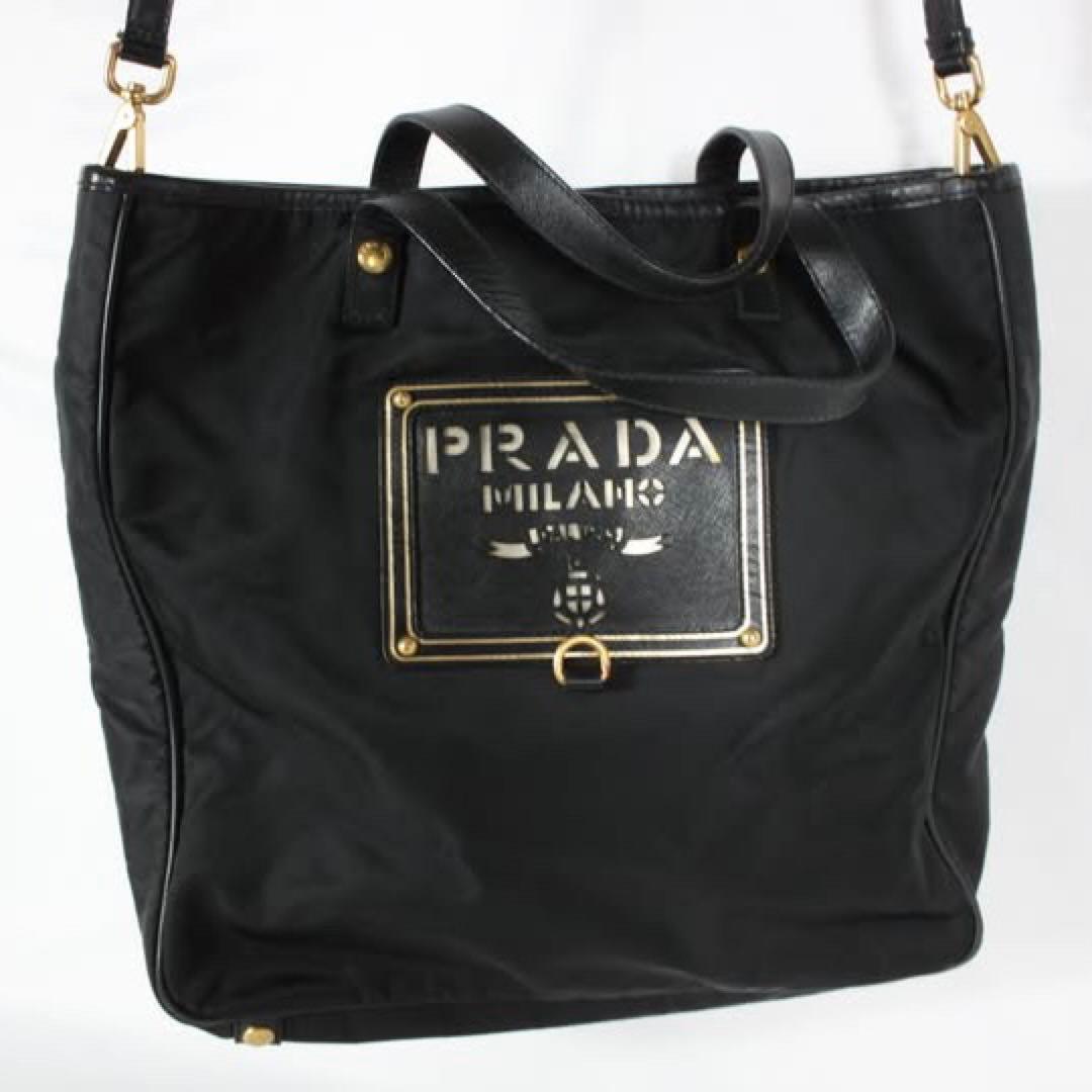 PRADA プラダ　テスート　ロゴ　ハンドショルダーバッグ　ブラック