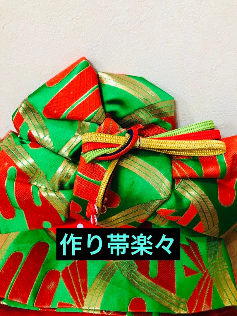 七五三七歳❣️新品着物✨赤地手毬蝶々花金彩⭐︎作り帯楽々⭐︎完全フルセット銘品