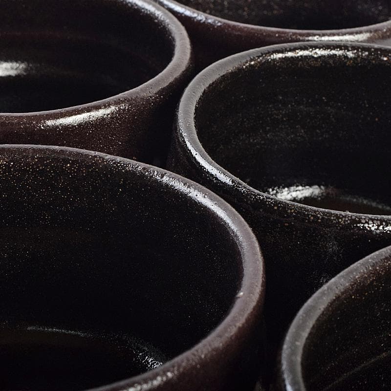 茶道具　兎月窯　杉浦芳樹　瀬戸黒　茶碗　六客　共箱　C　R9363B