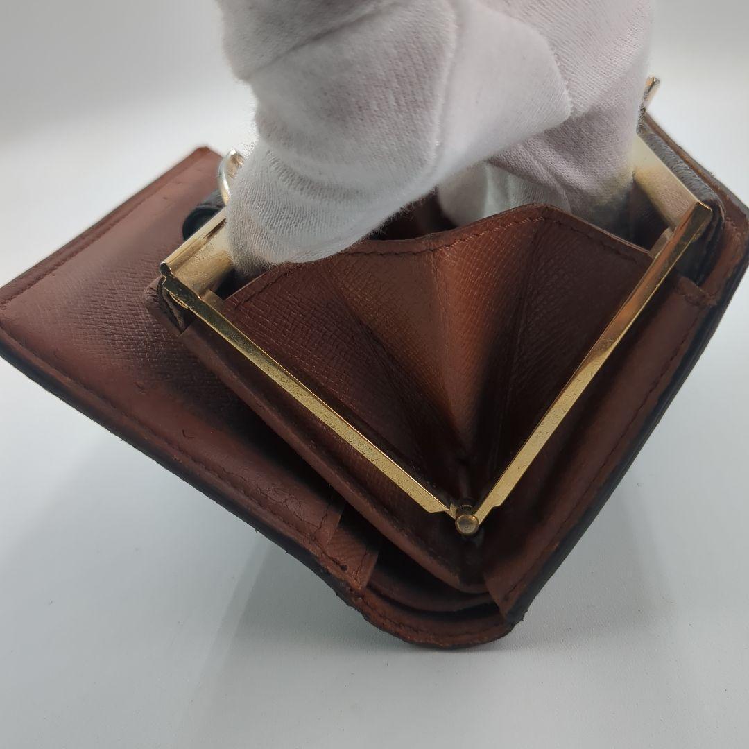 LOUIS VUITTON モノグラム 二つ折り財布 がま口 M61663 茶色
