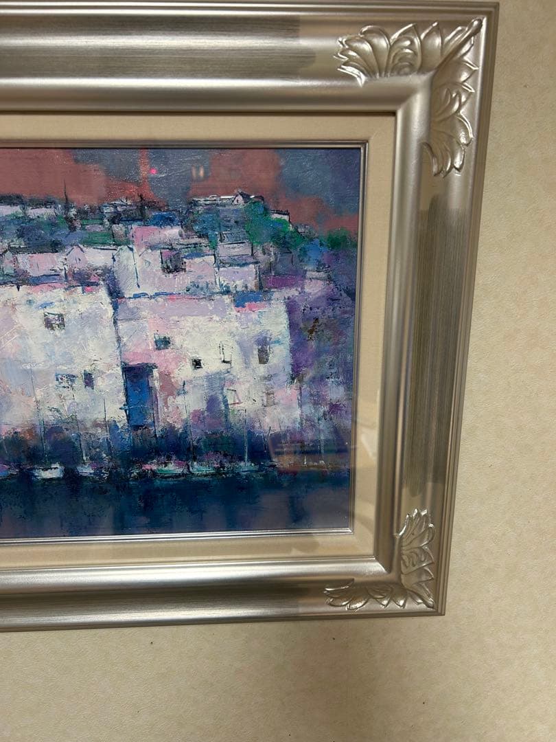 藤永正人　油彩画 [浜辺の街] 6号