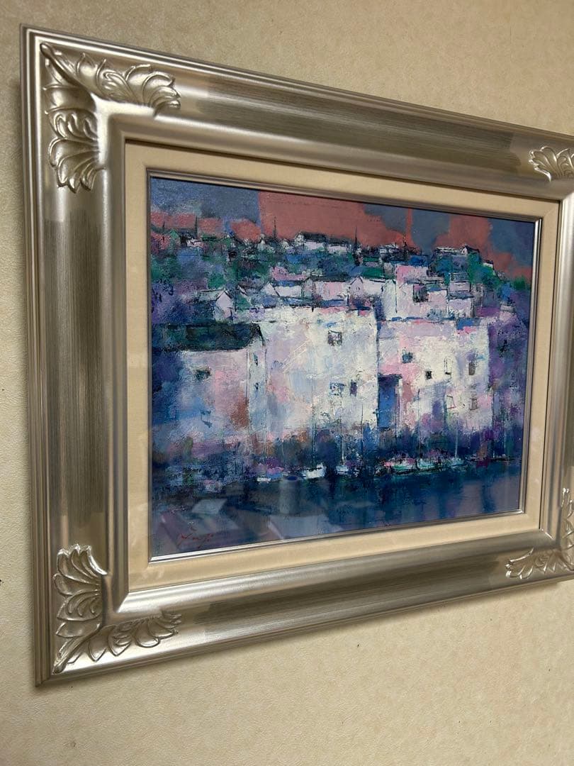 藤永正人　油彩画 [浜辺の街] 6号