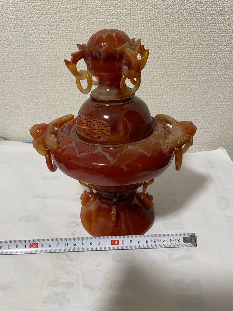 中国美術　置物　瑪瑙　メノウ　香炉