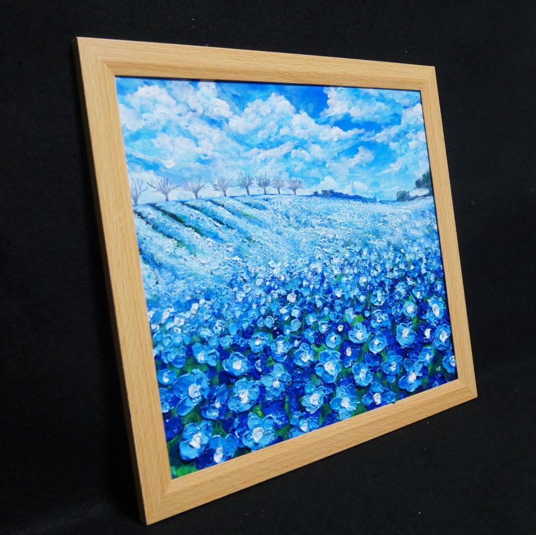 油絵 油彩 油彩画 絵画 絵【ネモフィラブルーの丘】