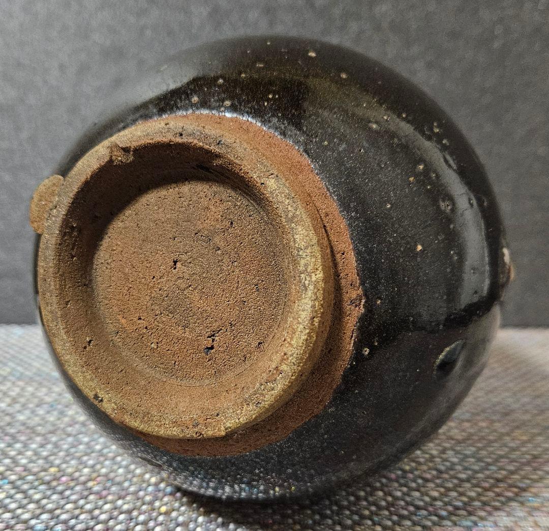 古代中国陶器　明代明朝　磁州窯系 徳利　瓶　壺　花入れ　茶道具　高さ19.5cm