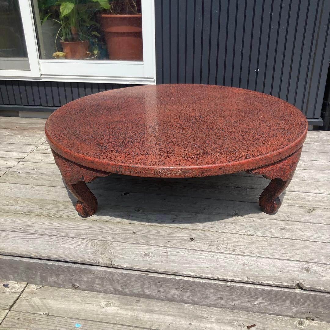 昭和レトロ 津軽塗り 螺鈿 円卓 座卓 ちゃぶ台 センターテーブル ローテーブル