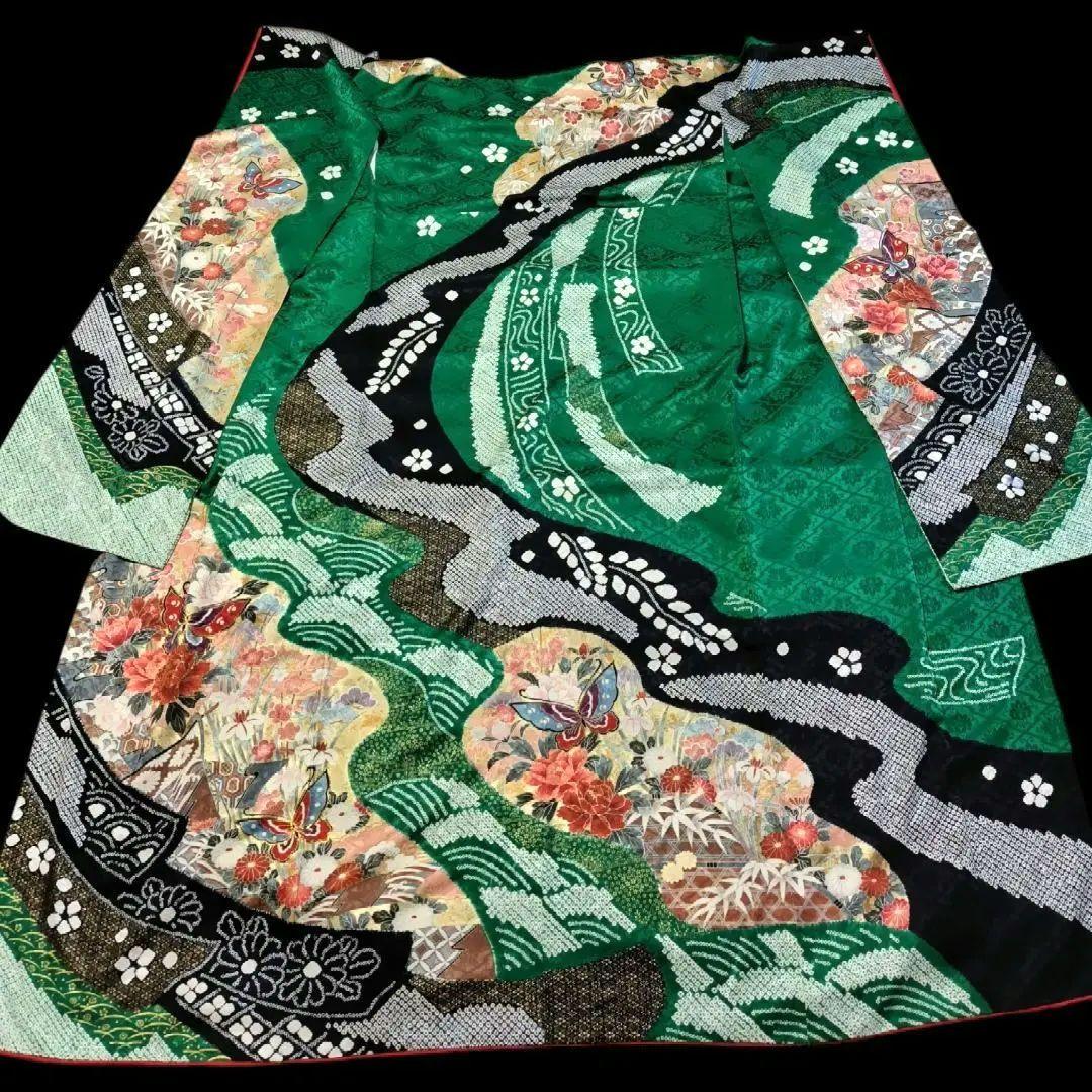 振袖フルセット(7点)・成人式・絞り・鹿の子 ・金彩・古典・熨斗