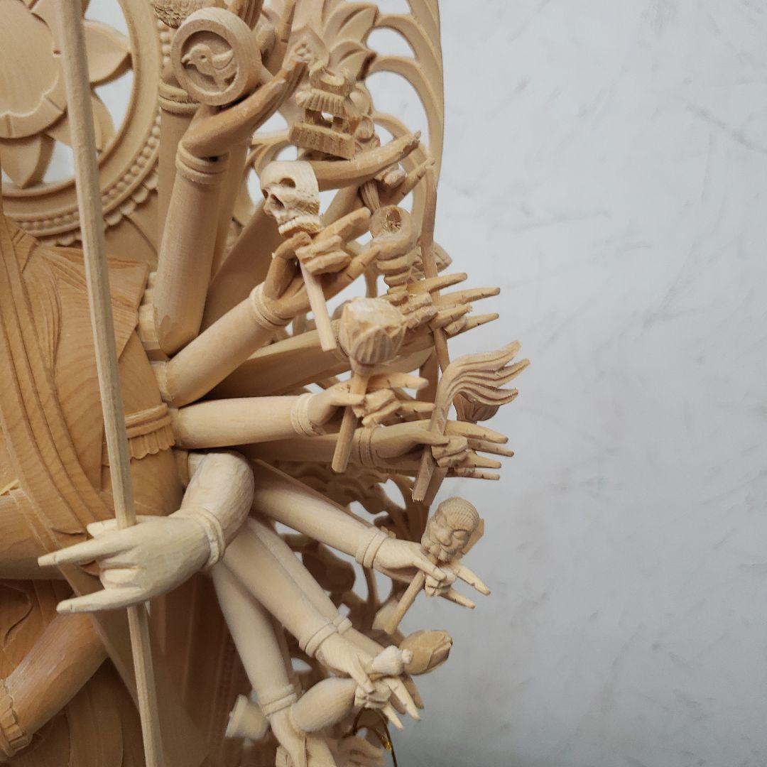 Ｂフライデー蔵出し特価大きな仏像★ヒバ材 千手観音菩薩像1尺立★全高 約68cm