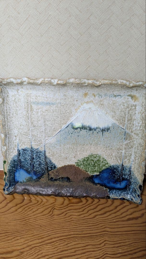 富士山 陶器製絵皿 インテリア 飾り 角額皿　日本の土産 ホームステイのおみやげ