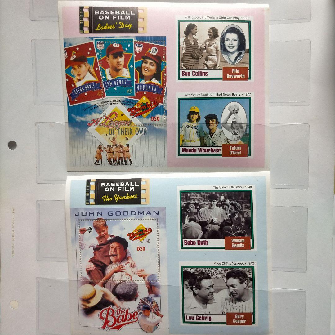 外国切手ガンビア  野球 映画 俳優 切手シート未使用2種