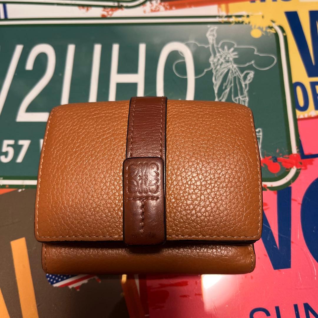 レザー 三つ折り財布 ブラウン