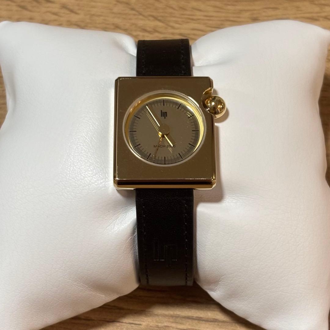 LIP【リップ】マッハ2000ミニフランス製 レザー ブラック ゴールド 腕時計