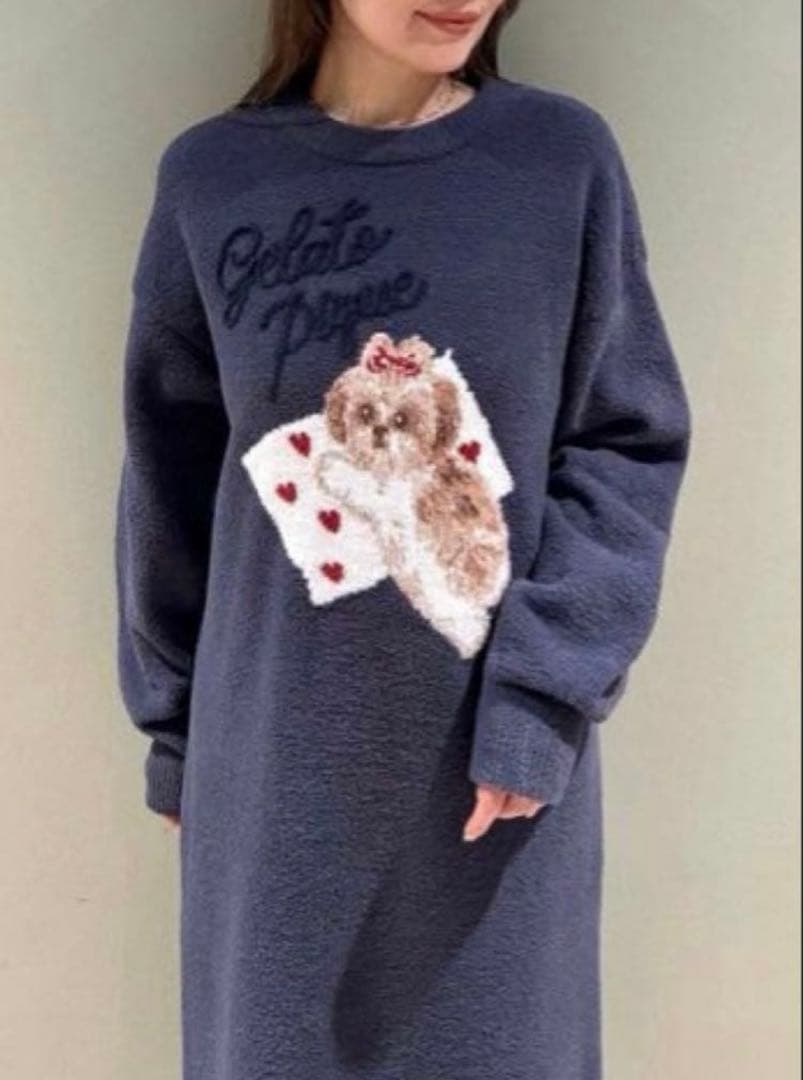 新品♡ジェラートピケ♡ シーズ―ジャガードワンピース　ネイビー