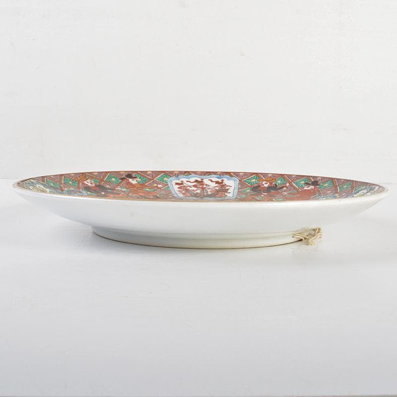 伊万里焼　古伊万里　錦手　南蛮人黒船文　飾皿　在銘　N　R6747