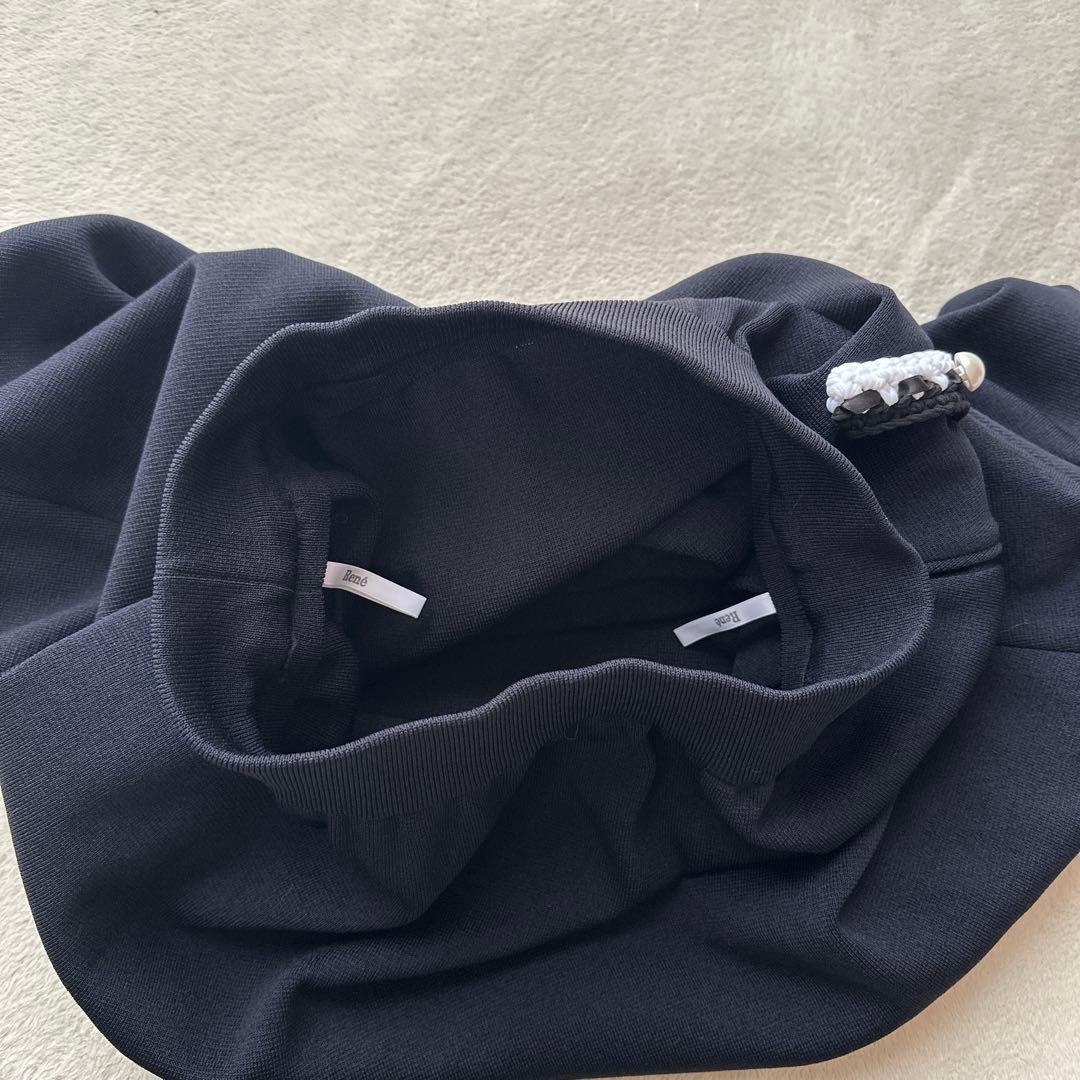 【ルネ】パールボタンモチーフ　フォーマル　フレアスカート　ブラック