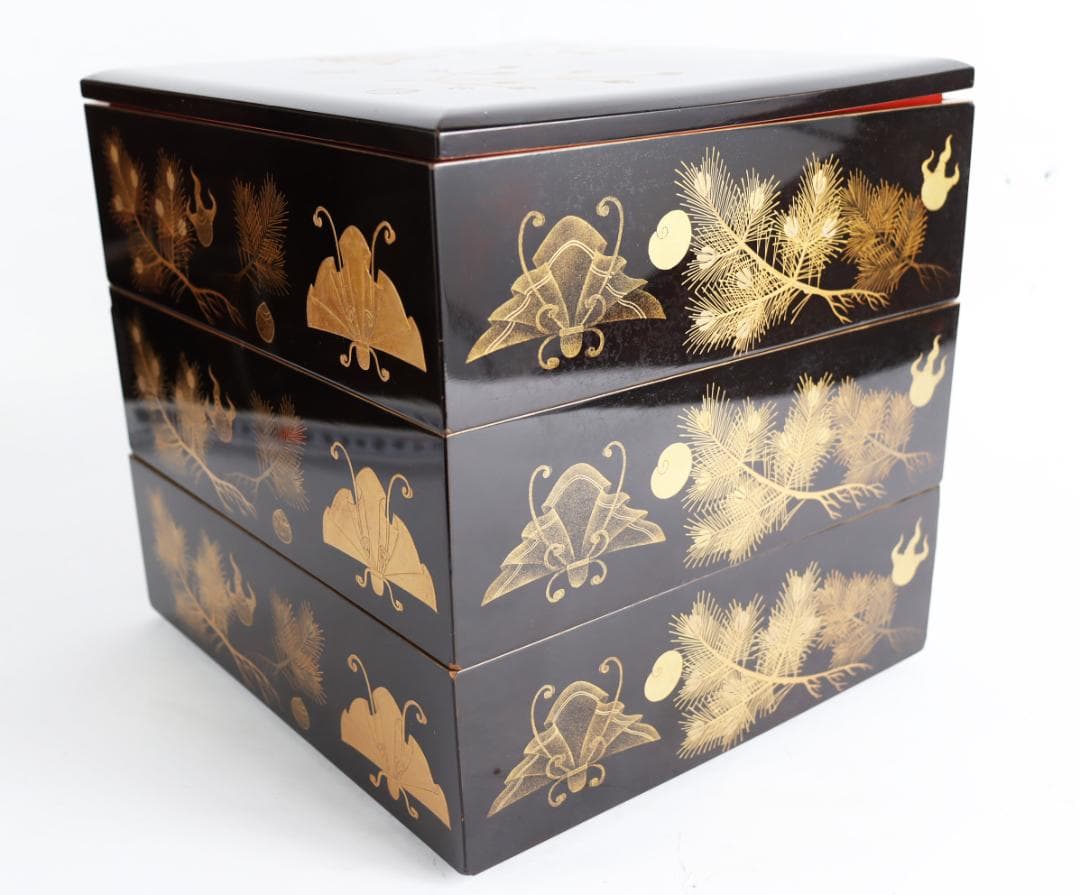 茶道具 蝶蒔絵 重箱 二枚蓋 共箱 漆芸 木製漆器