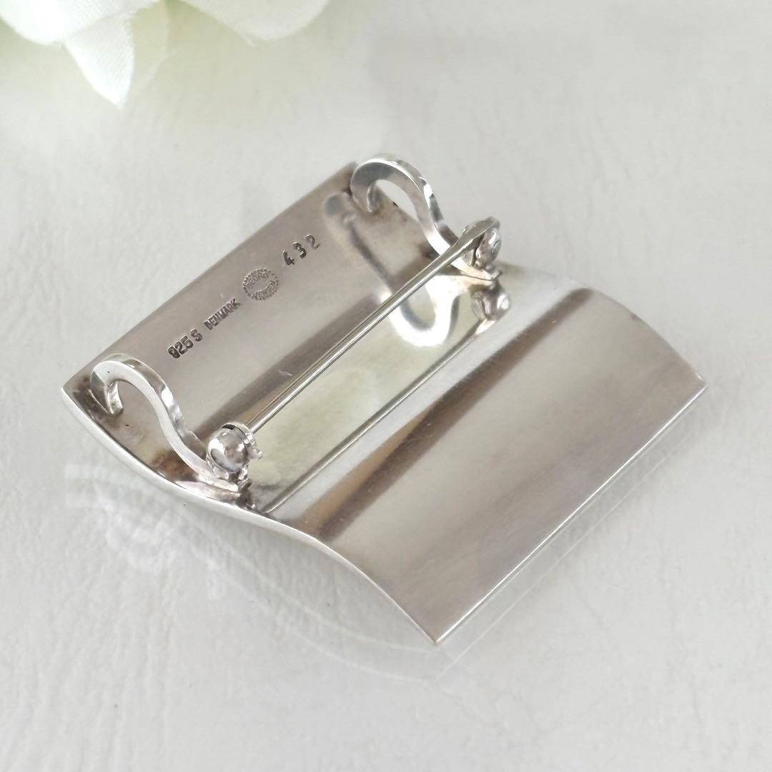 416【ジョージジョンセン】シルバー　ブローチ　トップ　2wayスクエア 432