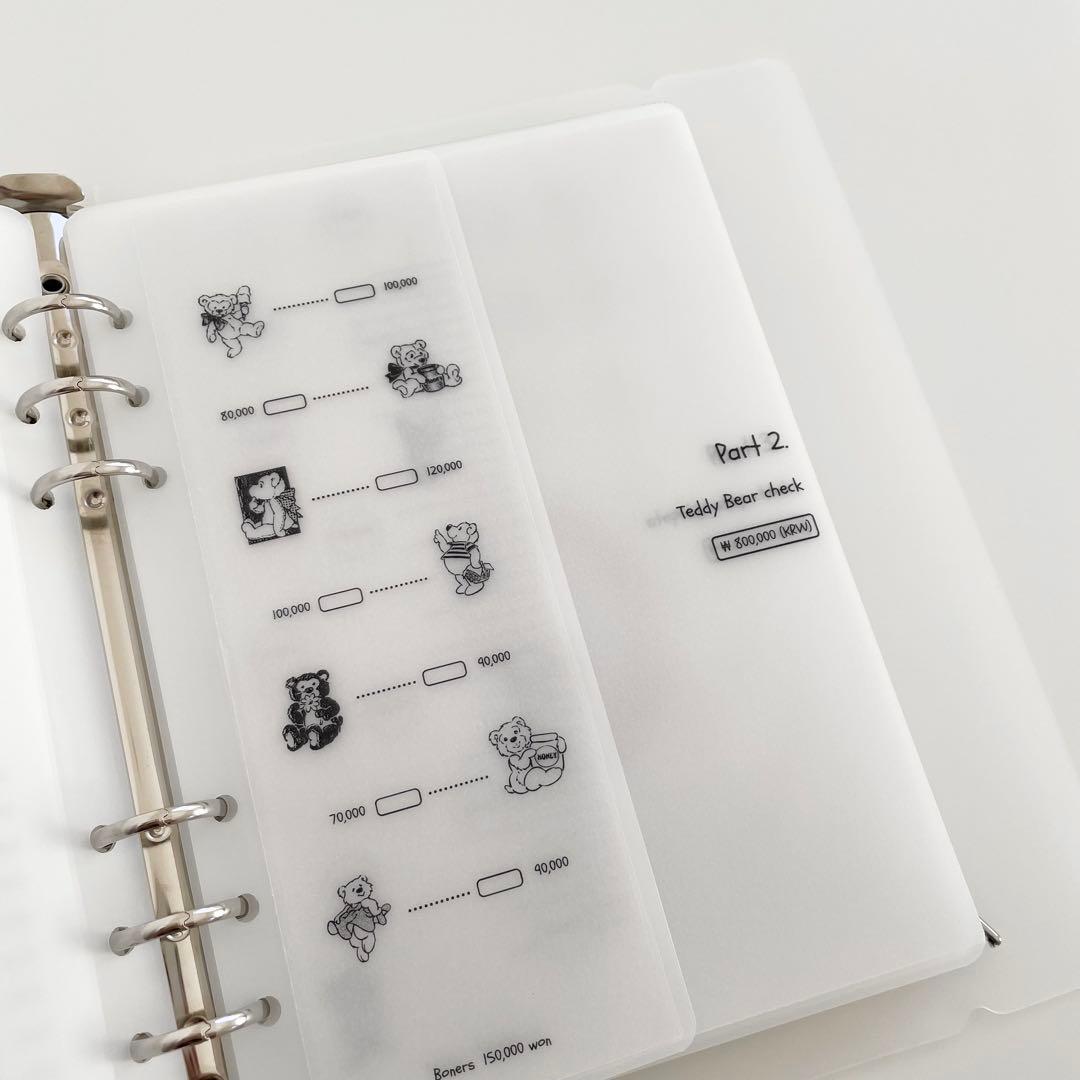 ラスト1点　韓国　貯金　貯蓄　バインダー　カバー　リフィル　A5 くま　ベア　2