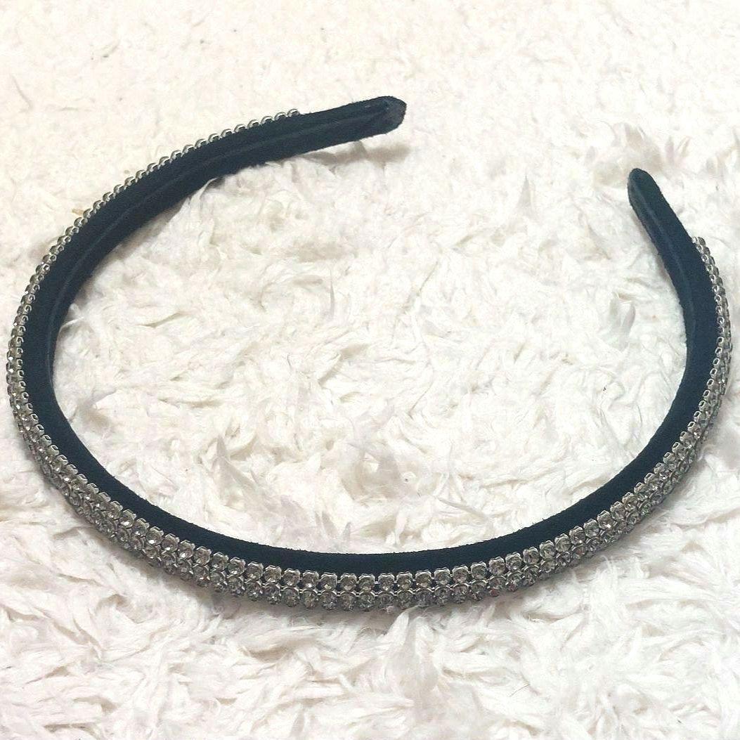 美品 acca 3連 スワロフスキー ラインストーン カチューシャ シルバー黒