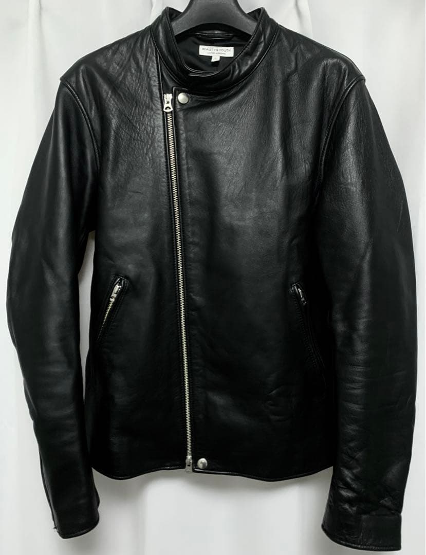 Lサイズ★ BEAUTY & YOUTH 羊革 シープレザー シングルライダース