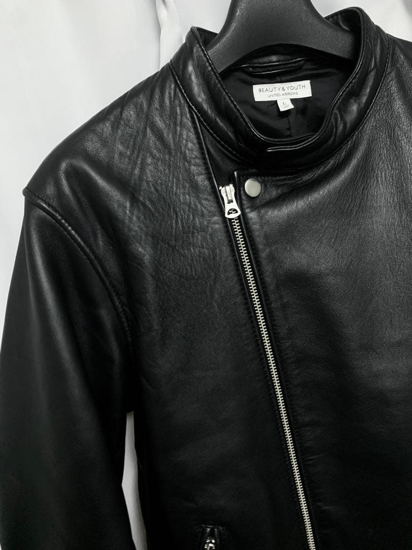 Lサイズ★ BEAUTY & YOUTH 羊革 シープレザー シングルライダース