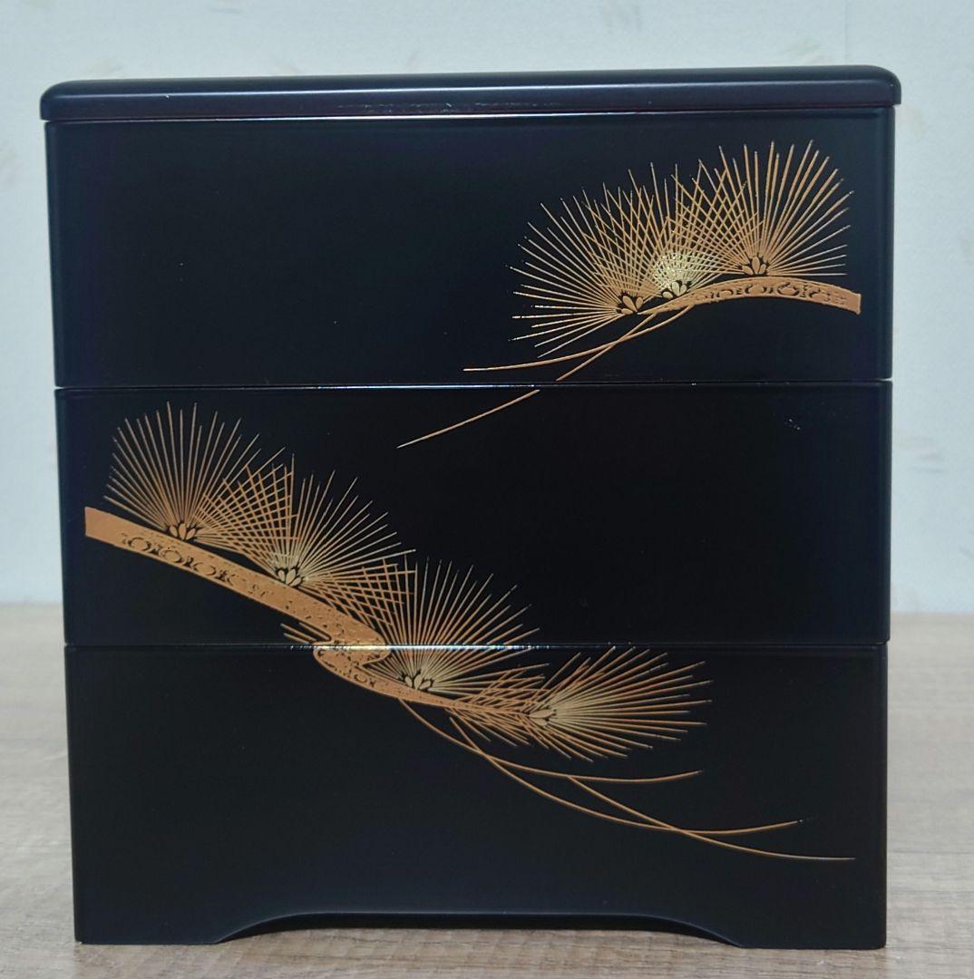 ビスケット　会津塗り 天然木 三段重箱 蔵漆JAPAN