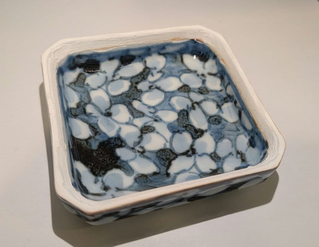 『青木龍山』『染付花紋』香合　有田焼　茶道具表千家　共箱共布　梅花