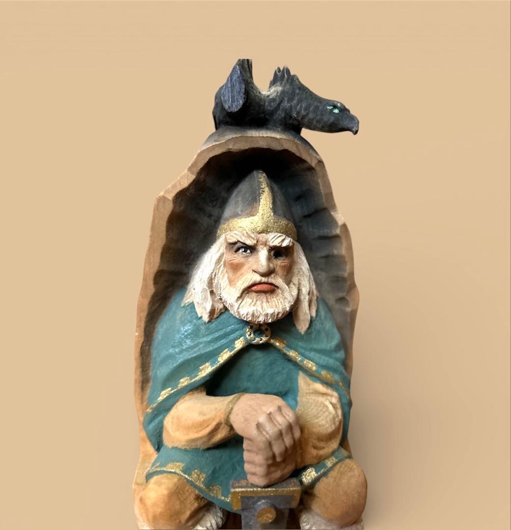 ノルウェー　ヘニング 木彫り　北欧神　オーディン　ヴィンテージ HENNING