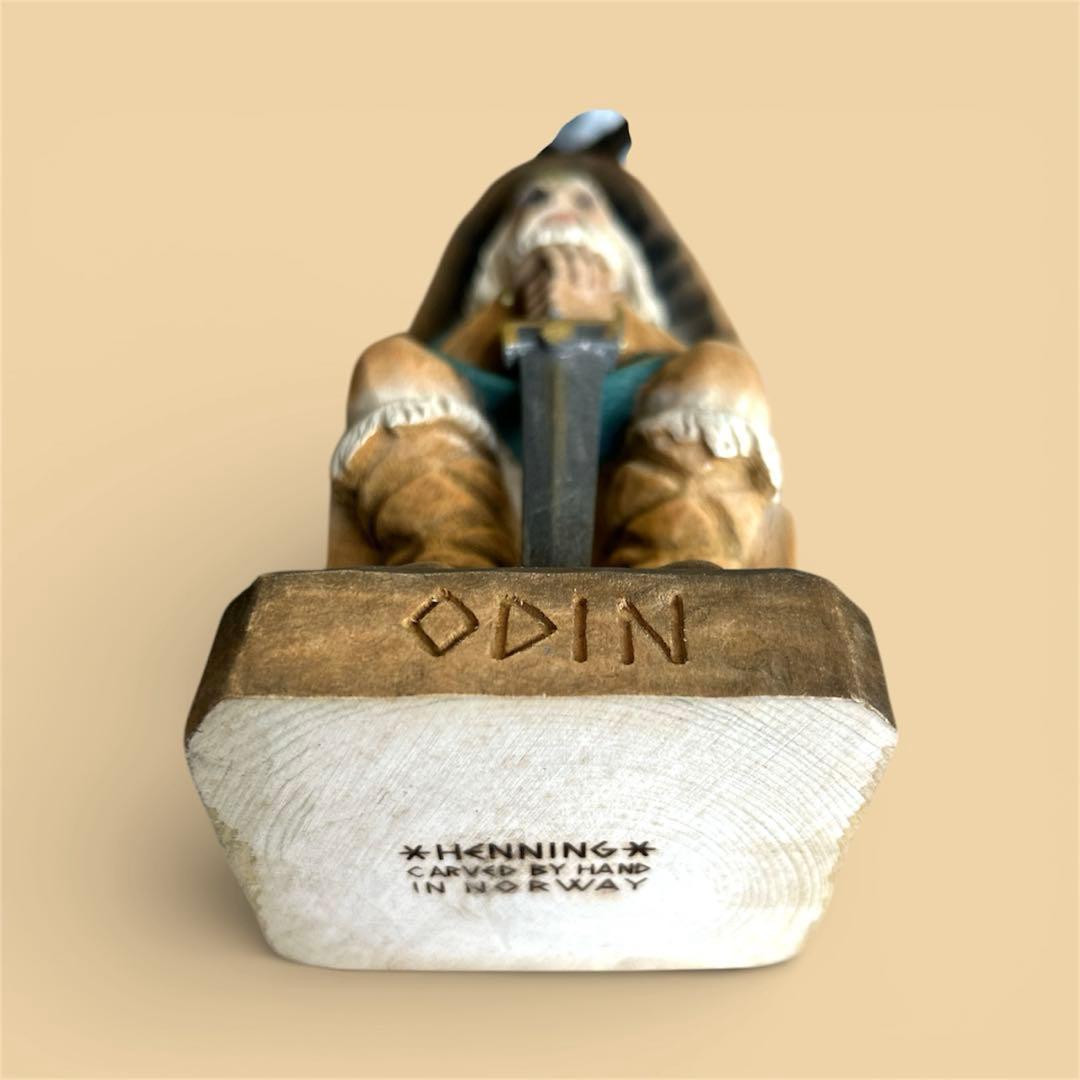 ノルウェー　ヘニング 木彫り　北欧神　オーディン　ヴィンテージ HENNING
