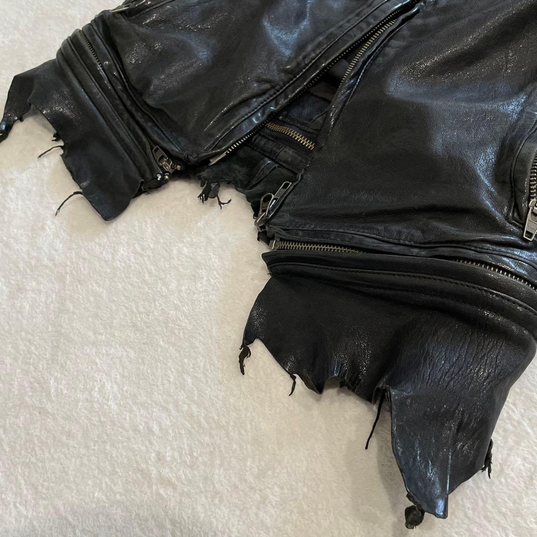 ジャケット・アウター 00s japanese label fur leather jacket BL