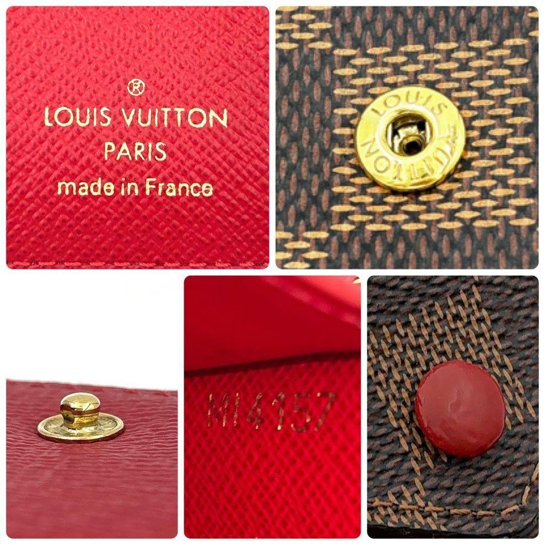 超美品★ルイヴィトン ダミエ ヴィクトリーヌ コクリコ レッド 三つ折り財布
